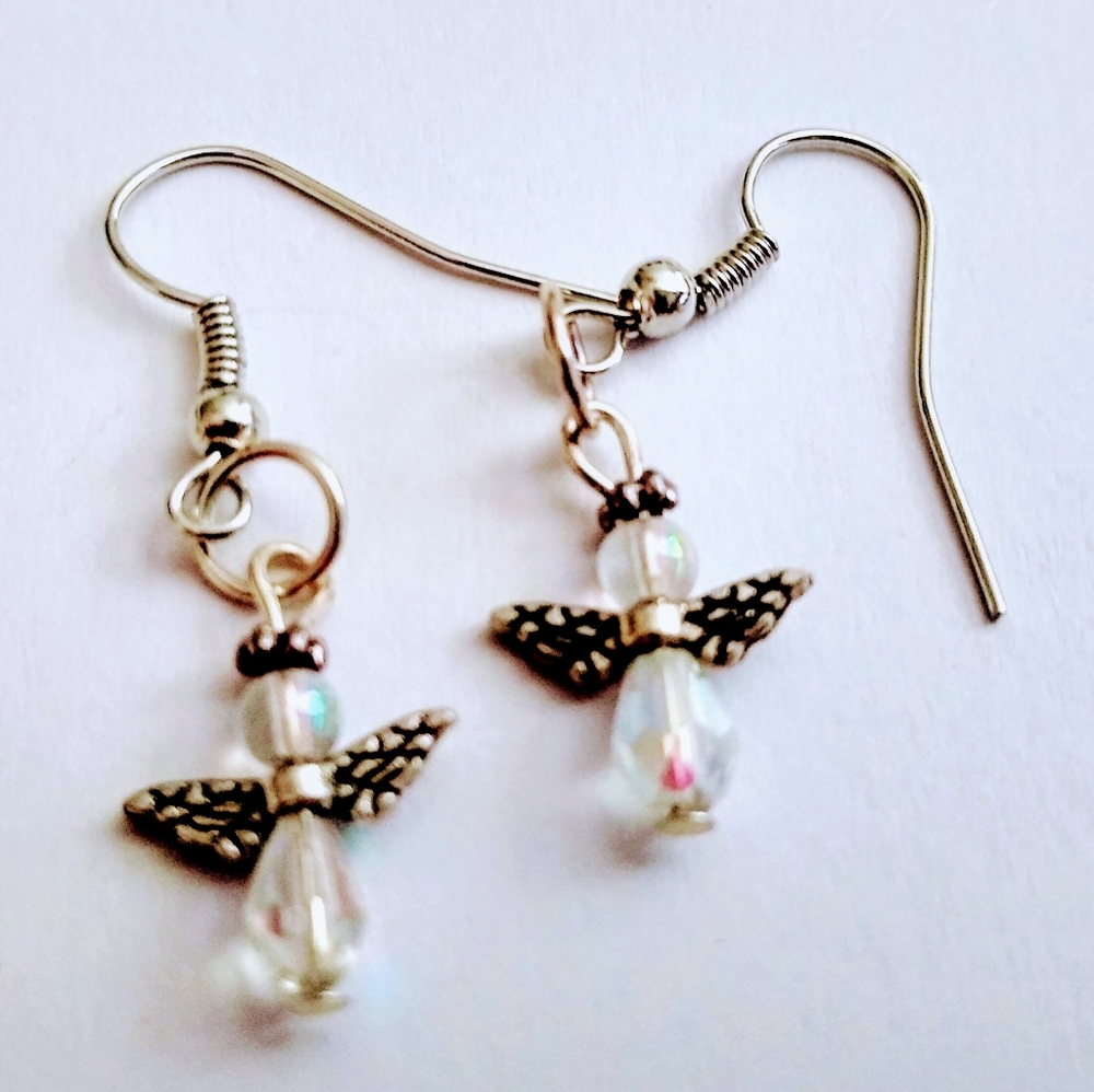 Handmade angel earrings. Free mask with purchase.